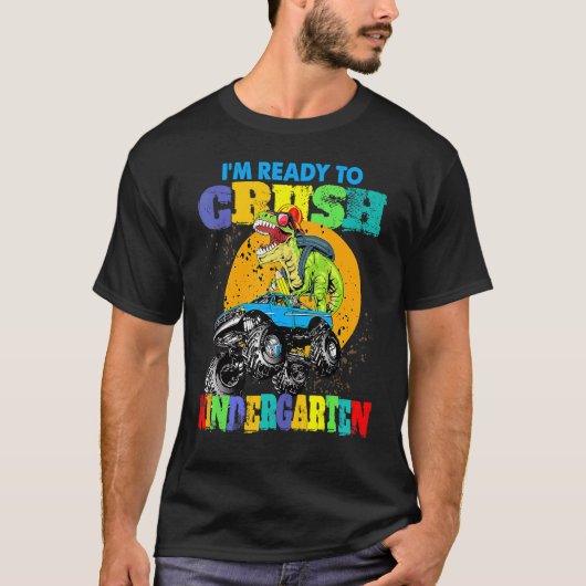 Monster Truck Dinosaur dat ik klaar ben om Kinderg T-shirt (Voorkant)