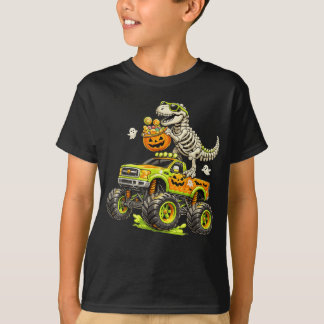 Monster Truck Dinosaur Halloween Skelet T-Rex T-shirt