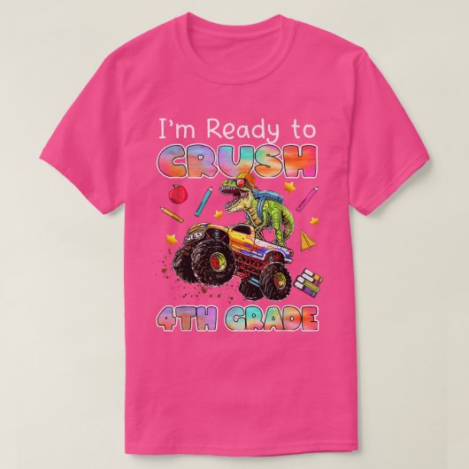 Monster Truck Dinosaur, ik ben klaar om het 4e Afs T-shirt (Design voorkant)