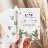 Monster Truck & Dinosaur Siblings Joint Birthday Kaart