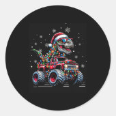 Monster Truck Dinosaur Trex Christmas Boys Kids  Ronde Sticker (Voorkant)