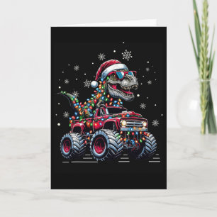 Monster Truck Dinosaur Trex Kerst Jongens Kinderen Kaart
