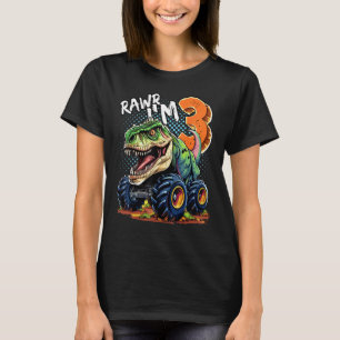 Monster Truck Dinosaurus T-Rex 3e verjaardag Jonge T-shirt