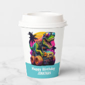 MONSTER TRUCK Dinosaurus Verjaardag BLAUW Papieren Bekers (Achterkant)