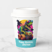 MONSTER TRUCK Dinosaurus Verjaardag BLAUW Papieren Bekers (Voorkant)