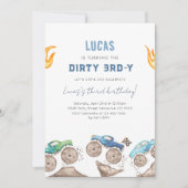 Monster Truck Dirty 3RD-Y 3rd Birthday Party Kaart (Voorkant)