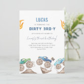 Monster Truck Dirty 3RD-Y 3rd Birthday Party Kaart (Staand voorkant)
