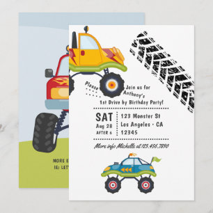 Monster Truck Drive by Birthday Party Kaart