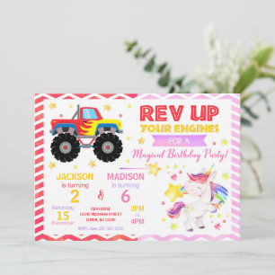 Monster Truck & Eenhoorn Gezamenlijke Verjaardagsu Kaart