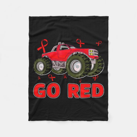 Monster Truck February Heart Disease Awareness Mon Fleece Deken (Voorkant)