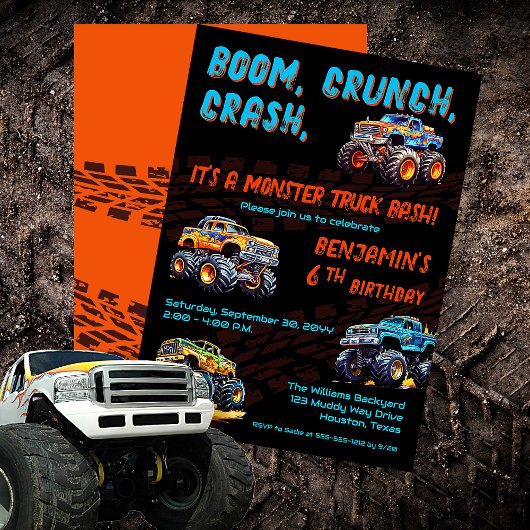 Monster Truck Feest voor de 6e verjaardag van een Kaart