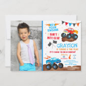 Monster Truck Foto Birthday Party Kaart (Voorkant)