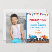 Monster Truck Foto Verjaardagsfeestje Bedankt Kaar Kaart (Voorkant)