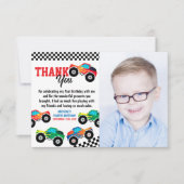 Monster Truck Foto vierde verjaardag Bedankkaart (Voorkant)