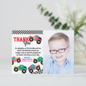 Monster Truck Foto vierde verjaardag Bedankkaart (Staand voorkant)