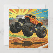 Monster Truck Fun Verjaardagsuitnodiging Flat Kaar (Achterkant)