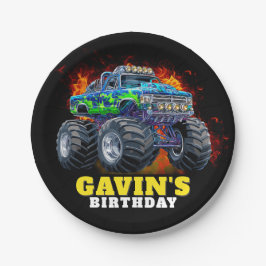 Monster Truck gepersonaliseerd verjaardagsfeestje Papieren Bordje