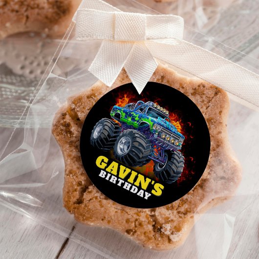 Monster Truck gepersonaliseerd verjaardagsfeestje Ronde Sticker