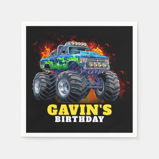 Monster Truck gepersonaliseerd verjaardagsfeestje Servet (Voorkant)