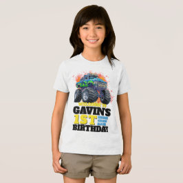 Monster Truck gepersonaliseerd verjaardagsfeestje Tri-Blend Shirt