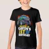 Monster Truck gepersonaliseerd verjaardagsfeestje Tri-Blend Shirt (Voorkant)