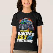Monster Truck gepersonaliseerd verjaardagsfeestje Tri-Blend Shirt (Voorkant)