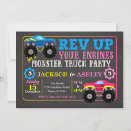 Monster Truck gezamenlijke verjaardagsuitnodiging  Kaart
