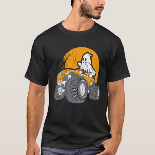 Monster Truck Ghost Halloween Spooky Pumpkin T-shirt (Voorkant)