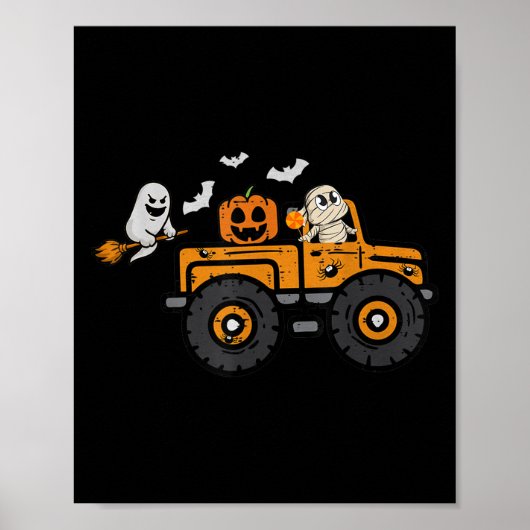 Monster Truck Ghost Pumpkin Halloween Kostuum Boy Poster (Voorkant)
