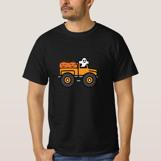 Monster Truck Ghost Pumpkin Halloween T-shirt (Voorkant)