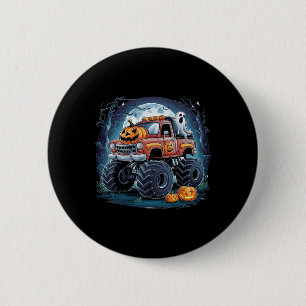 Monster-truck Ghost Pumpkin Spooky Season Hallowee Ronde Button 5,7 Cm