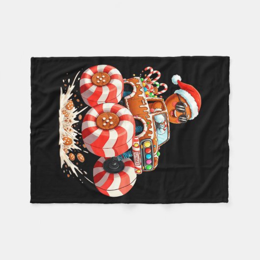 Monster Truck Gingerbread Man Christmas  Fleece Deken (Voorkant (Horizontaal))
