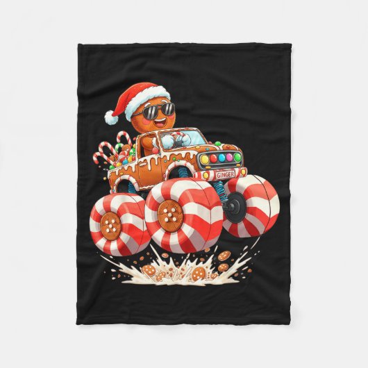 Monster Truck Gingerbread Man Christmas  Fleece Deken (Voorkant)