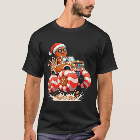 Monster Truck Gingerbread Man Christmas  T-shirt (Voorkant)