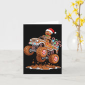Monster Truck Gingerbread Man Funny Christmas Baki Kaart (Gele Bloem)