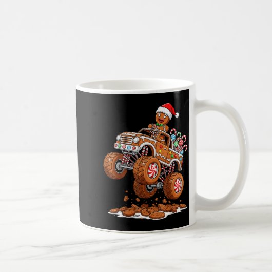 Monster Truck Gingerbread Man Funny Christmas Baki Koffiemok (Rechts)