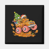 Monster Truck Gingerbread Man Funny Christmas Baki Magneet (Voorkant)