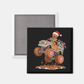 Monster Truck Gingerbread Man Funny Christmas Baki Magneet (Voorkant / Achterkant)