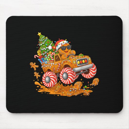 Monster Truck Gingerbread Man Funny Christmas Baki Muismat (Voorkant)