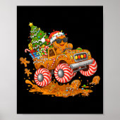 Monster Truck Gingerbread Man Funny Christmas Baki Poster (Voorkant)