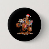 Monster Truck Gingerbread Man Funny Christmas Baki Ronde Button 5,7 Cm (Voorkant)
