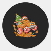 Monster Truck Gingerbread Man Funny Christmas Baki Ronde Sticker (Voorkant)