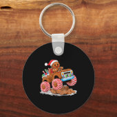 Monster Truck Gingerbread Man Funny Christmas Baki Sleutelhanger (Voorkant)