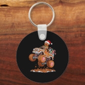Monster Truck Gingerbread Man Funny Christmas Baki Sleutelhanger (Voorkant)