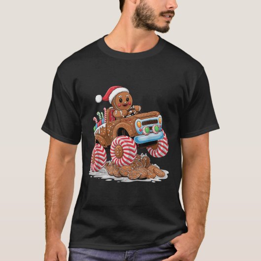 Monster Truck Gingerbread Man Funny Christmas Baki T-shirt (Voorkant)