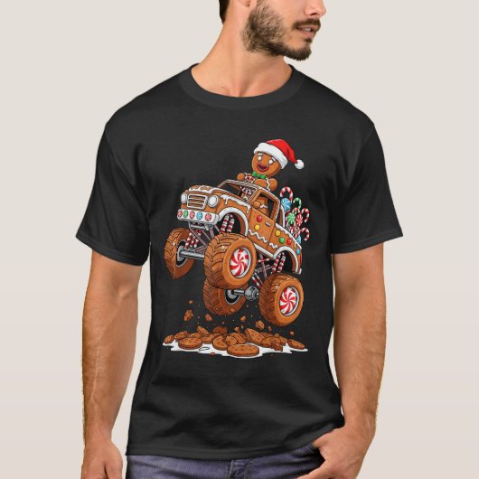 Monster Truck Gingerbread Man Funny Christmas Baki T-shirt (Voorkant)