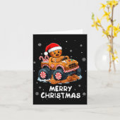 Monster Truck Gingerbread Man Funny Merry Christma Kaart (Gele Bloem)