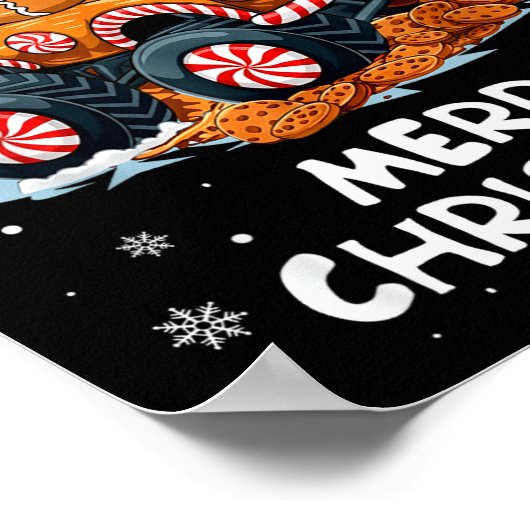 Monster Truck Gingerbread Man Funny Merry Christma Poster (Hoek)