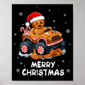 Monster Truck Gingerbread Man Funny Merry Christma Poster (Voorkant)