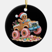 Monster Truck Gingerbread Man Kerst Bakken Keramisch Ornament (Voorkant)